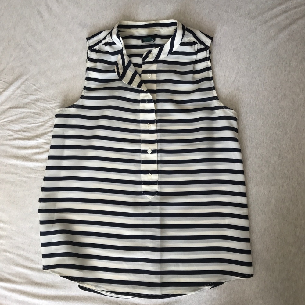 JCrew navy striped silk shell, size 4
